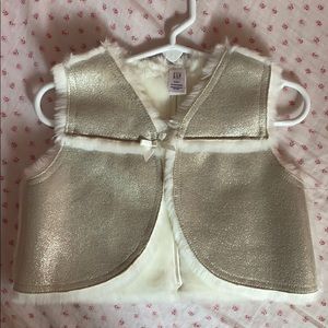 BabyGap metallic faux fur lined vest